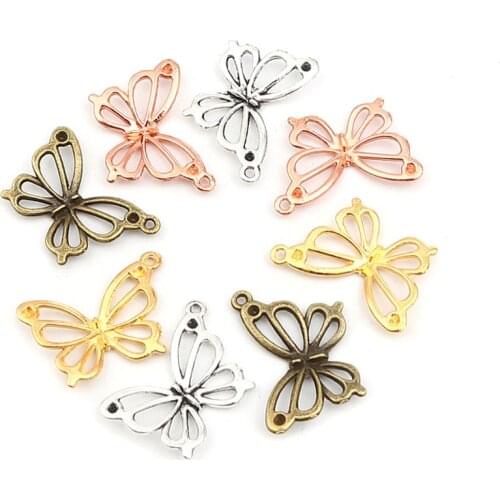 DoreenBeads Fashion Metal Insect Charms Butterfly Animal (Can Hold Rhinestone) DIY Making Earrings Jewelry 27mm x 19mm, 50 PCs