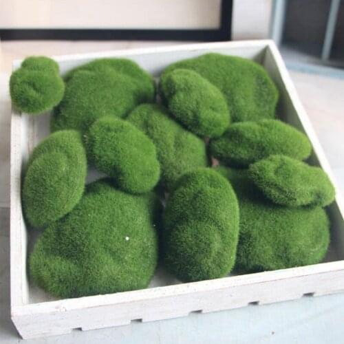 5/8/10/12pcs Pack Artificial Moss Foam Stones Green Grass Plant Home Garden Decoration DIY Stone Moss Creative Crafts