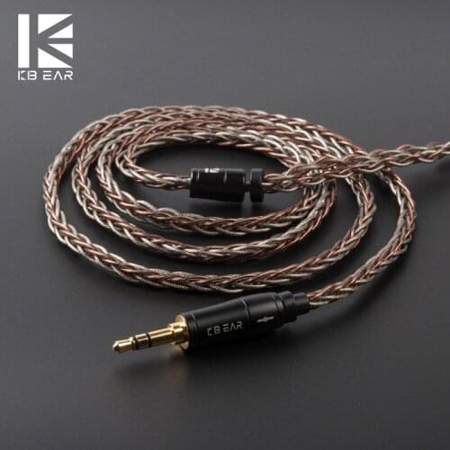KBEAR rhyme 8 core UPOCC single crystal copper+ Silver foil cable winding cable 2pin/MMCX/QDC/TFZ with 2.5/3.5/4.4 materia KS2