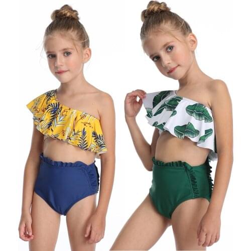 5-14Years Toddler Kids Girls Print Monokini Push Up Bikini Sets Swimwear bañador niñas Elastic elastic band soft Comfortable M4