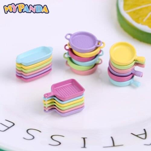 Dollhouse Miniature Accessories Mini Alloy Steak Dish Model Simulation Plate Toys For Doll House Decoration New 4pcs/Set 1/12