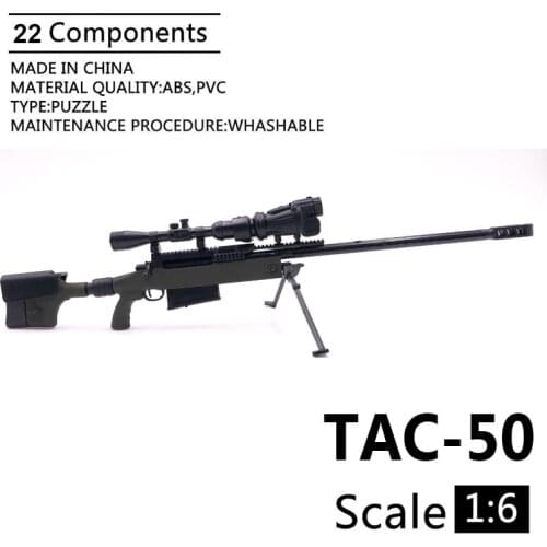 1:6 TAC-50 Sniper Rifle Gun Model Black Coated Plastic Military Model Accessories For 12" Action Figure Display And Collection