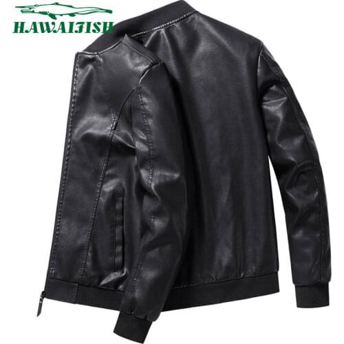 Hawaifish brand mens leather jacket new trend Korean handsome clothes autumn winter High Quality Classic Motorcycle Jackets