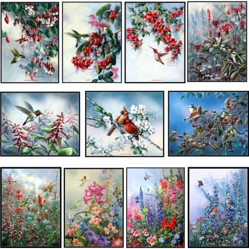 Embroidery Counted Cross Stitch Kits Needlework - Crafts 14 ct DMC DIY Arts Handmade Decor - Birds and Flowers Collection