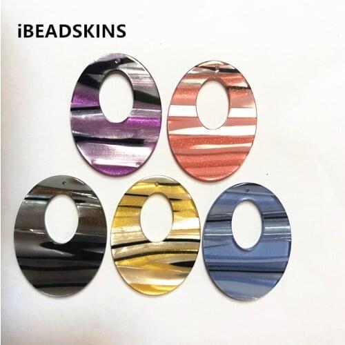 New arrival! 40x30mm 50pcs/lot acrylic stripe oval-shape charms for earrings accessories earring/Jewelry DIY making