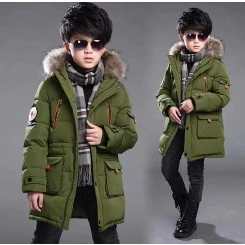 New baby Boys Winter Coat 6 to 14 Years Hooded Children Patchwork Down Baby Boy Winter Jacket Boys Kids Warm Outerwear Parks