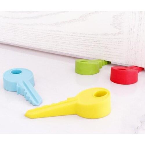 New Silicone key Style Safety Door Stopper Wall Protector Savor Shockproof Crash Door Stop Doorstop Wedge Wholesale Dropship