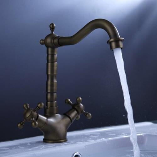 CLOS New Two Handle Antique Brass Kitchen Sink Faucet with Swivel Spout Antique Brass