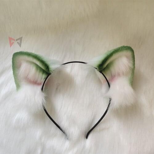New Green tea color Cat Ears Hair Hoop Headwear Hand Made Work For KC Cosplay Party Game Costume Accessories Custom Made