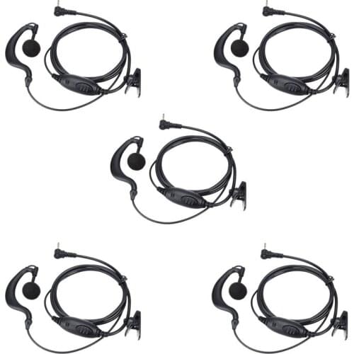 Wholsale 5pcs G Shaped Earphone Headphone w/ PTT Microphone for Motorola Talkabout T6200C T6200 SX500 FV200 Radio Walkie Talkie