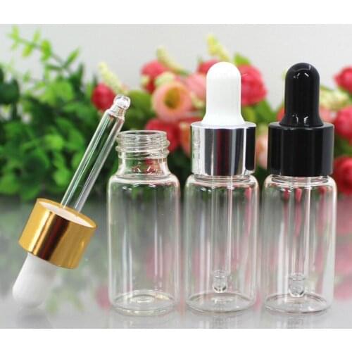 Wholesale 10ml Clear Glass Dropper Bottles Empty Transparent Glass Cosmetic Containers With Dropper