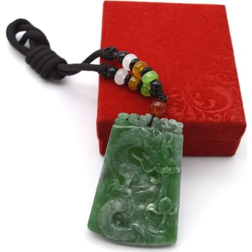 Natural Jadeite Pendants, Jade Dragon Necklace, Green Burma Pendant