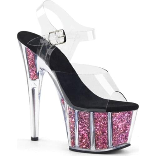 6 Inch Clear High Heels Platform Full Transparent Fashion Sexy Sandals 15cm High-Heeled Shoes The Bride Noble Rhinestone Sandals