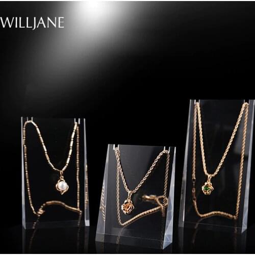 Acrylic Pendant Necklace Display Stand Wedge Holder Jewelry Shop Window Counter Clear Solid Rack Charms Earrings Chain Show Case