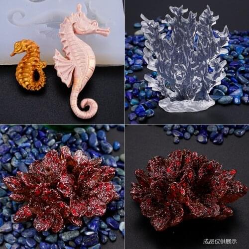 Seahorse Seagrass Leaves Ocean Silicone Molds for Resin Charms Molds for Diy Intersperse Decorate Making Molds