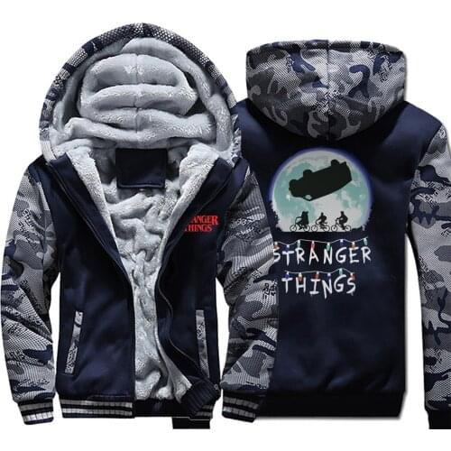 TV Show Eleven Fashion Winter Jackets Stranger Things Thick Men Coat Casual 2020 New Camo Streetwear Fleece Hoodie Sweatshirts