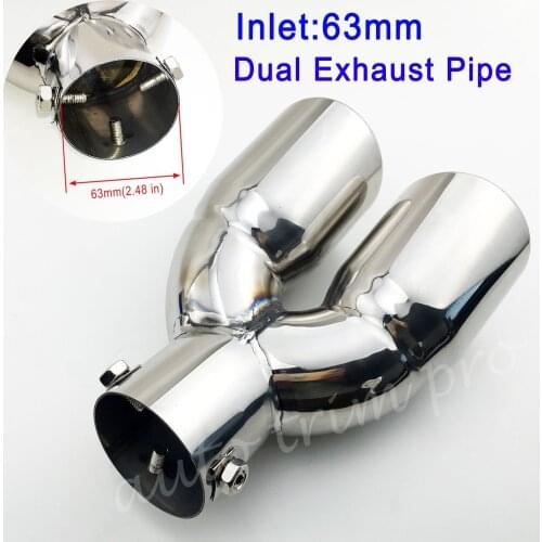Universal 2.5" inch 63mm Diameter Inlet Tail Pipe Tip Exhaust Rear Muffler Silencer Trim Auto Accessories