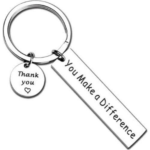 You Make A Difference Keychain Thank You Gift for Volunteer Appreciation Coach Mentor Employee Teacher Social Worker Gifts