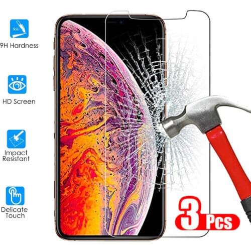 3Pcs Protective Glass For iphone X Xs Max Xr 8 7 Plus Screen Protector For aifone X Glas i phone 10 Film aiphone X iphonex Armor