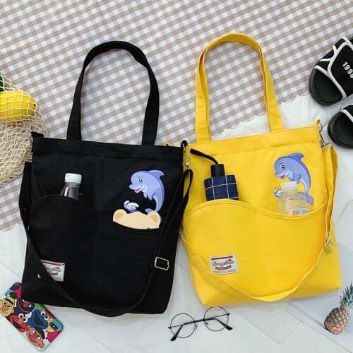 PURFAY Canvas Capacity Women Shoulder Bag Tote Shopper Bag Eco Reusable Travelling bag Cloth Messenger Bag