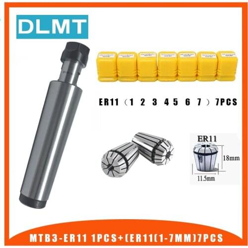 1PCS handle MT3 ER11 MTB3 ER11A M6 Morse#3 taper holder collet chuck+7pcs spring collet 1/2/3/4/5/6/7MM