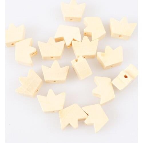 100pcs Natural Crown Pattern Wooden Spacer Beads For Jewelry making DIY 13x18mm