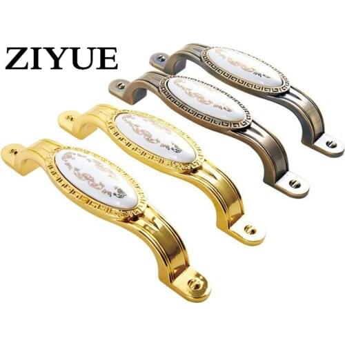 2PCS/Lot Free Shipping European Classical Pastoral Style Gold Antique Furniture Cabinet Handle Wholesale