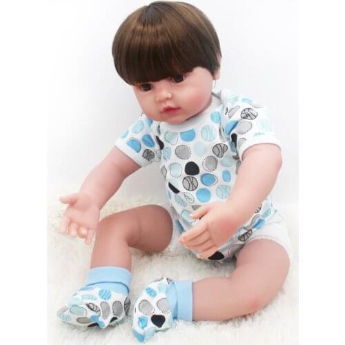 24 Inch 60cm Reborn Doll Soft Cotton Body Rebirth Dolls Blue Boy Big Eyes Realistic Newborn Baby Toy Childrens Gifts Playmates