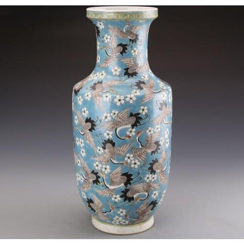 5 Antique QingDynasty porcelain vase,Pastel Hundred Crane bottle,Hand-painted crafts,Collection&Adornment