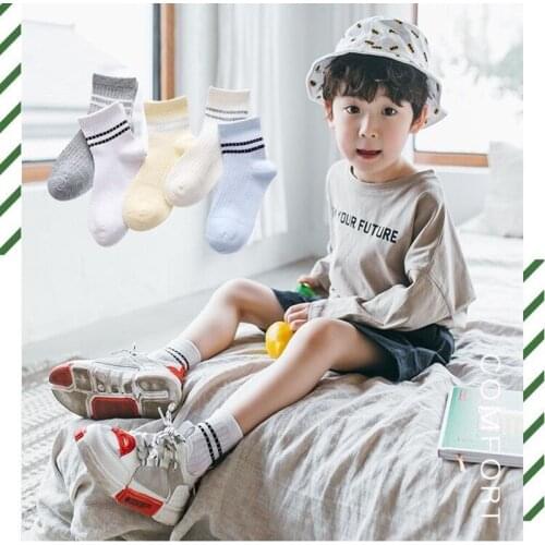 5pairs/lot Ventilate Mesh Socks Pure Cotton Soft Socks Boys Girls Socks summer