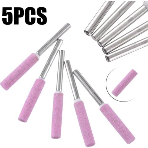 5Pcs Chainsaw Sharpener Burr Stone File Chain Saw Sharpening Abrasive Chain Saw Grinding Stone File Rotary Tools 3/16" 4.8mm