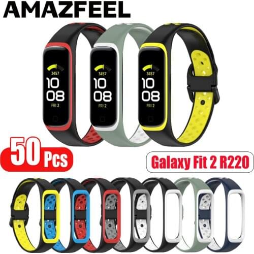 50Pcs/Pack Silicone Bracelets For Samsung Galaxy Fit2 SM-R220 Wrist Strap Sport Breathable Watch Strap Band For Galaxy Fit 2