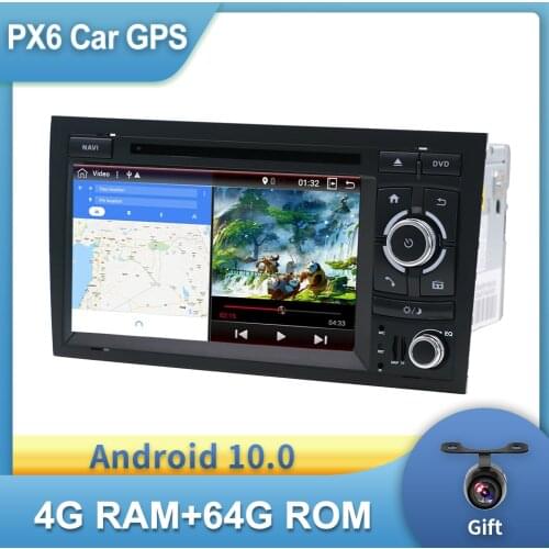 7inch Car Stereo DVD Autoradio GPS Navigation For Audi A4 B7 RS4 Android 10 PX6 4GB+64GB Wifi DAB BT Carplay Camera RDS USB SWC