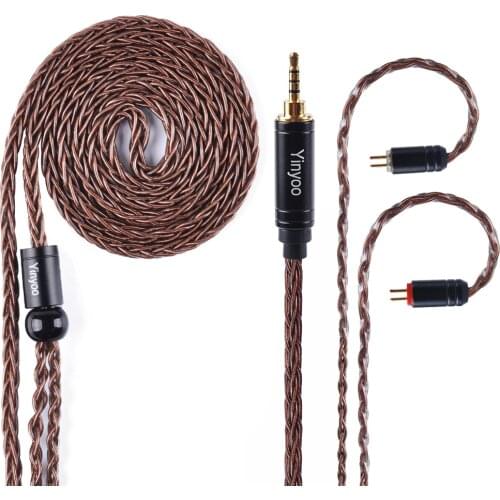 Yinyoo 8 Core Pure Copper Cable 2.5/3.5/4.4mm Balanced Cable with MMCX/2Pin Connector for BLON BL-01 BL-03 KZ DQ6 EDX TINHIFI T2