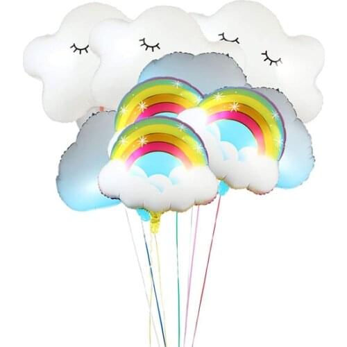 9pcs Rainbow Clouds Foil Balloon Kit Mylar Foil Decor Balloons for Wedding Birthday Baby Shower Engagement Anniversary Party