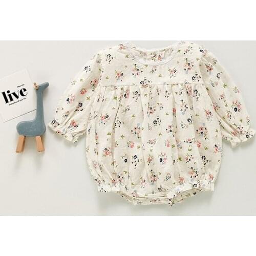 Newborn Girl Spring Summer Bodysuit Casual Long Sleeve Infant Girls Clothing Flower Girl Clothing Birthday Baptism Overalls Girl