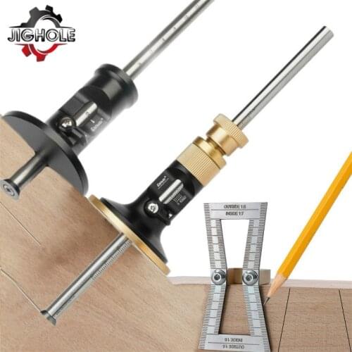 Wood Joints Dovetail Jig Wheel Marking Gauge Tool Set Woodworking Scriber Aluminum Alloy Linear Drawing Mortise Measuring Ruler