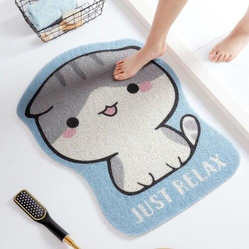 Welcome Cartoon Animal Cat Shape Doormat Entrance Hallway Non-Slip Floor Rugs Front Door Mat Outdoor Rugs Carpet Bedroom Kitchen