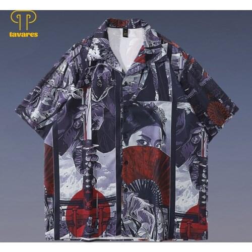 TAVARES Casual Shirts Summer Men Short Sleeve Fashion Shirt Retro Coconut Tooling Beach Vacation Outfit