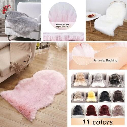 Ur Artificial Sheepskin Hairy Carpet Living Room Bedroom Rugs Skin Fur Plain Fluffy Area Rugs Washable Bedroom Faux Mat