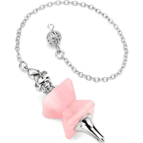 KFT Natural 7 Chakra Reiki Healing Crystal Dowsing Pendulum Necklaces for Divination Balancing Pointed Pendant Pendulum Jewelry