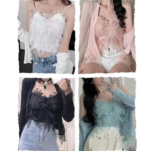 Summer Sweet Crop Tops Sexy Sleeveless Vest for Women Flower Slim Cool Summer Top Womens Halter French Style