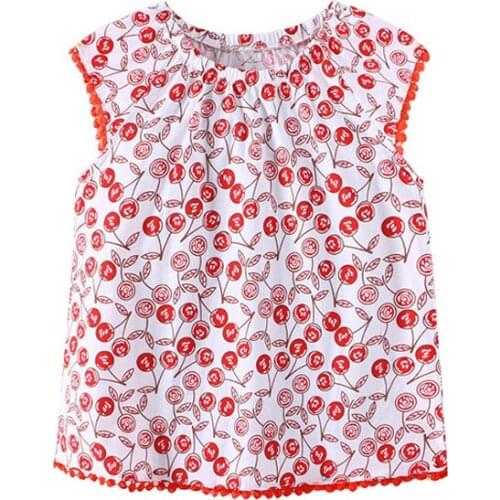 Jumping meters Shirt Design Cotton Summer Clothing Toddler Fashion Cherry Pattern Cute Children Soft treatment Breathable Clothe