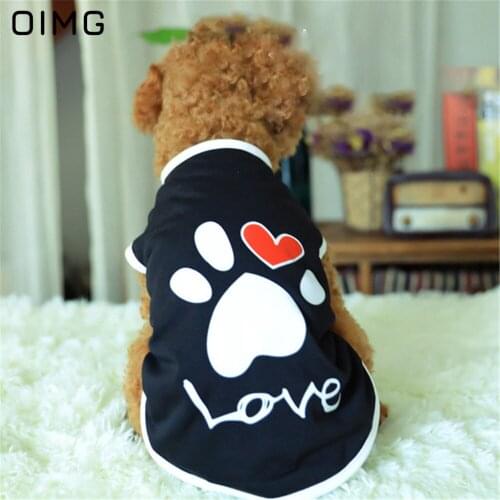 OIMG Summer Cool Dog Clothes Letter “Love” Cat Pet Dog T Shirt For Small Dogs Vests Cotton Cartoon Puppy Clothes Pomeranian