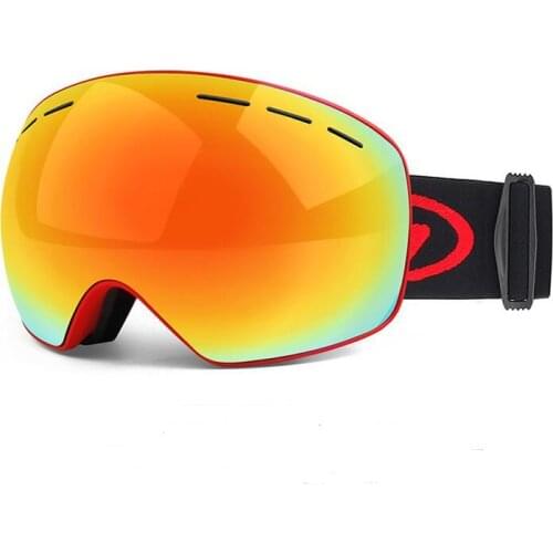 Ski Goggles with Case & Yellow Lens UV400 Anti-fog Spherical Ski Glasses Skiing