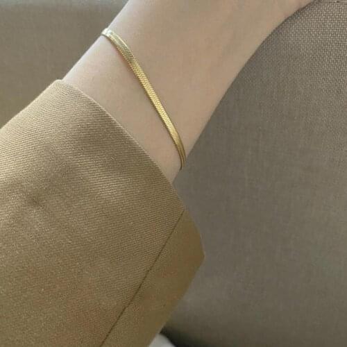 Special New Year Wife Gift Silver Necklace For Women Snakebone 18k Gold Chain Bracelet for Women Herringbone Chains Jewelry