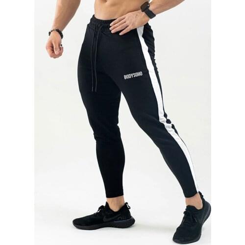 Black Running Sweatpants Joggers Track Pants Men Casual Skinny Cotton Pants Gym Fitness Sport Training Trousers Male Sportswear