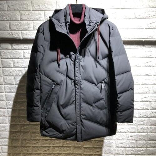 Loose size New Casual Men Down Jackets Black Hooded Mens Winter Coats 80% Grey Duck Down Outdoor Windproof men Long Parkas