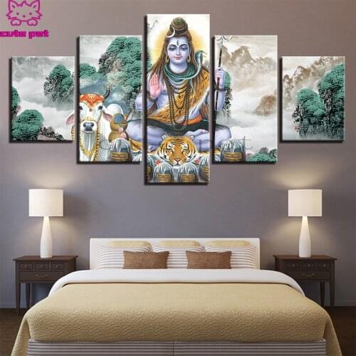 Full square round drill set diy diamond paintingAbstract art, hindu god, shiva, animal 5d diamond mazayka embroidery room decor