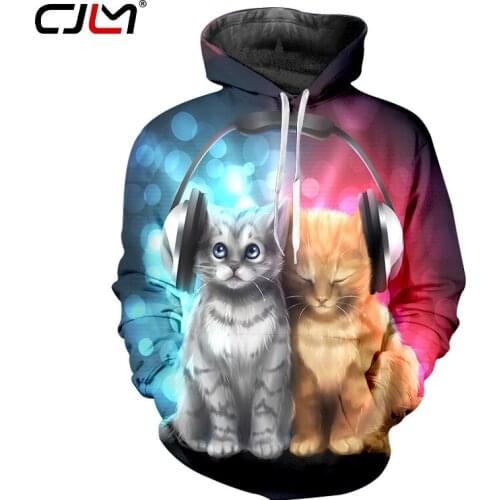 CJLM New Cool 3D Mens / Womens Hoodie Print Music Cat Long Sleeve Autumn Mens Casual Breathable Fashion Top